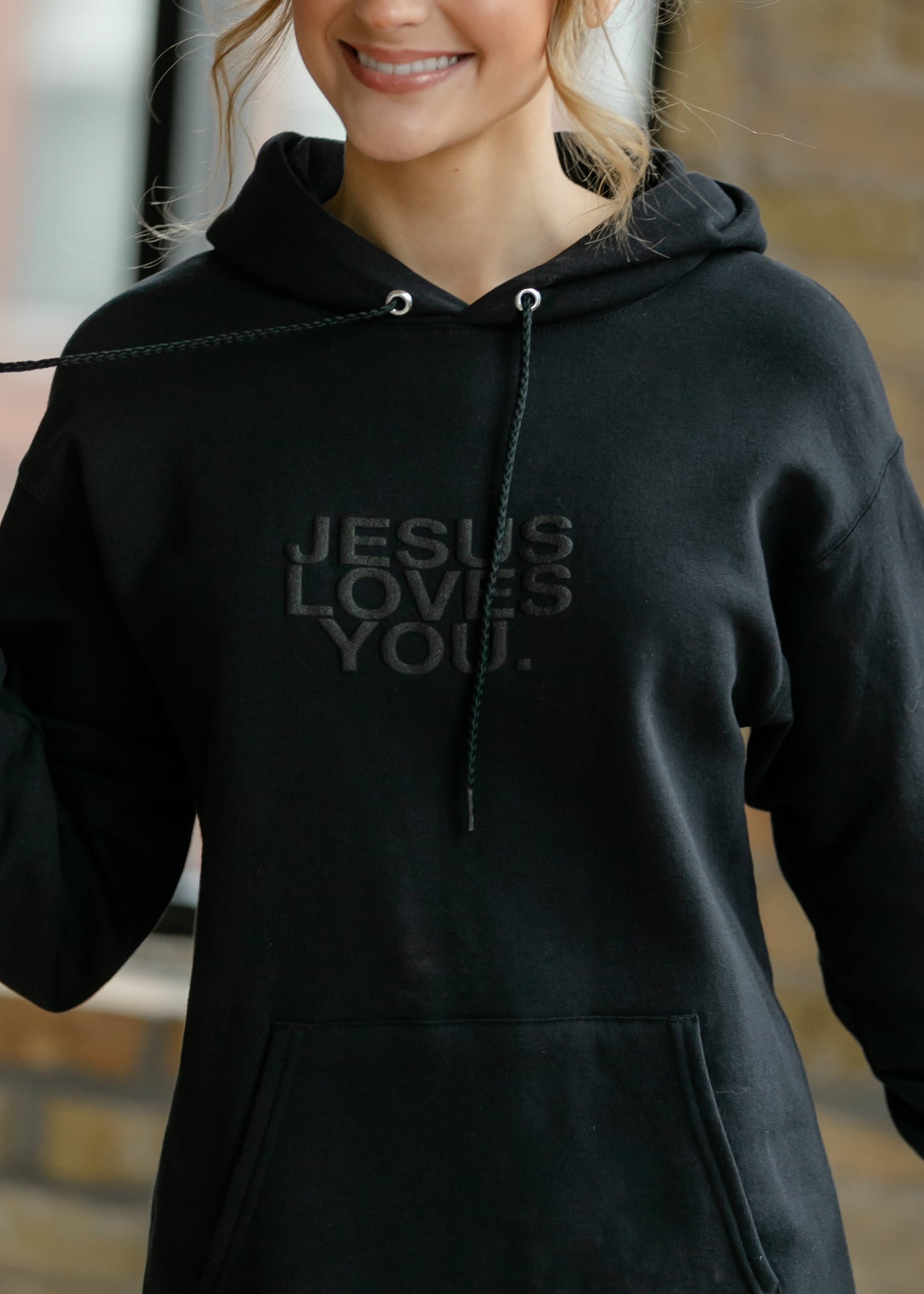 3-D Jesus Loves You Graphic Hoodie