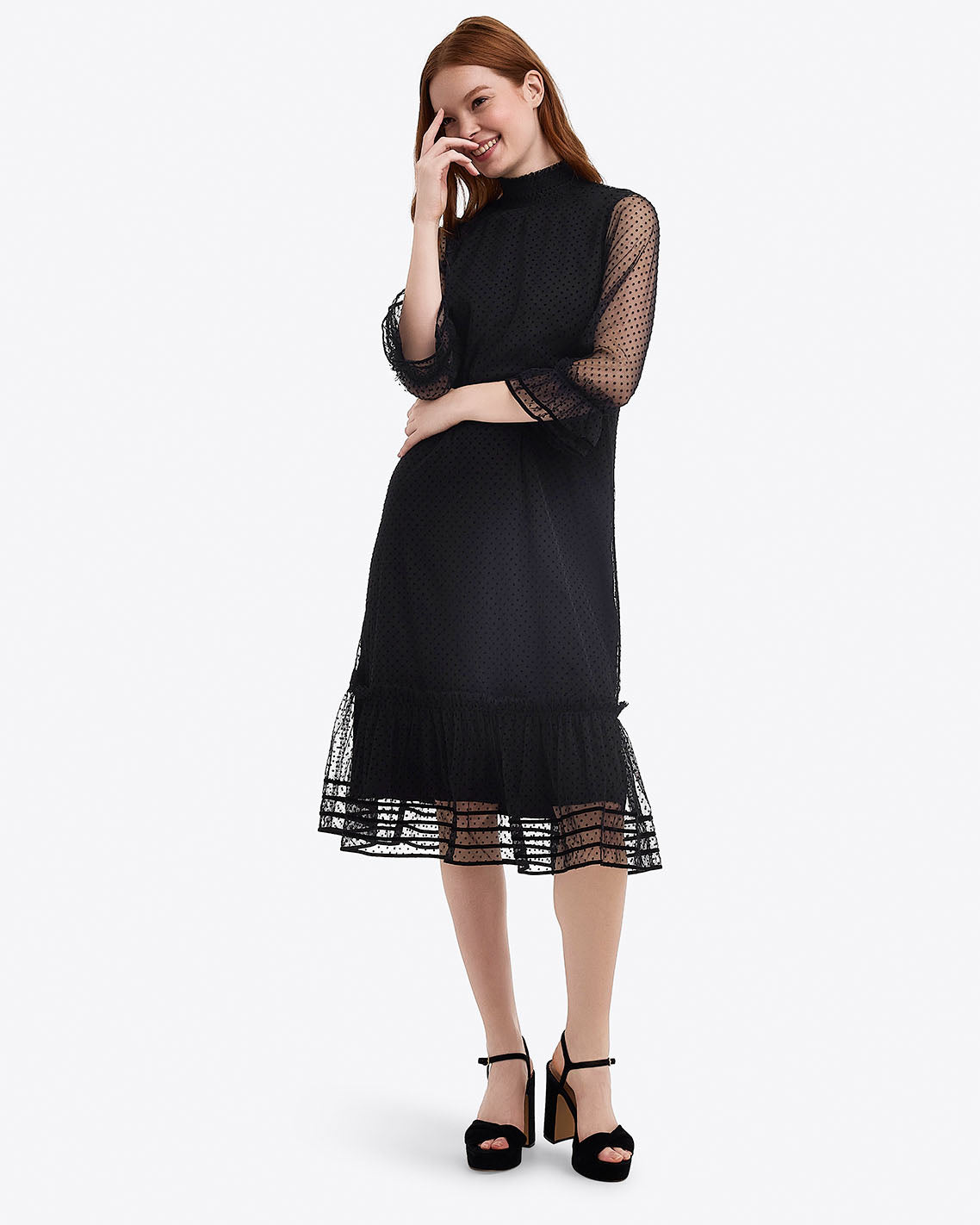 Long Sleeve Shift Dress in Tulle