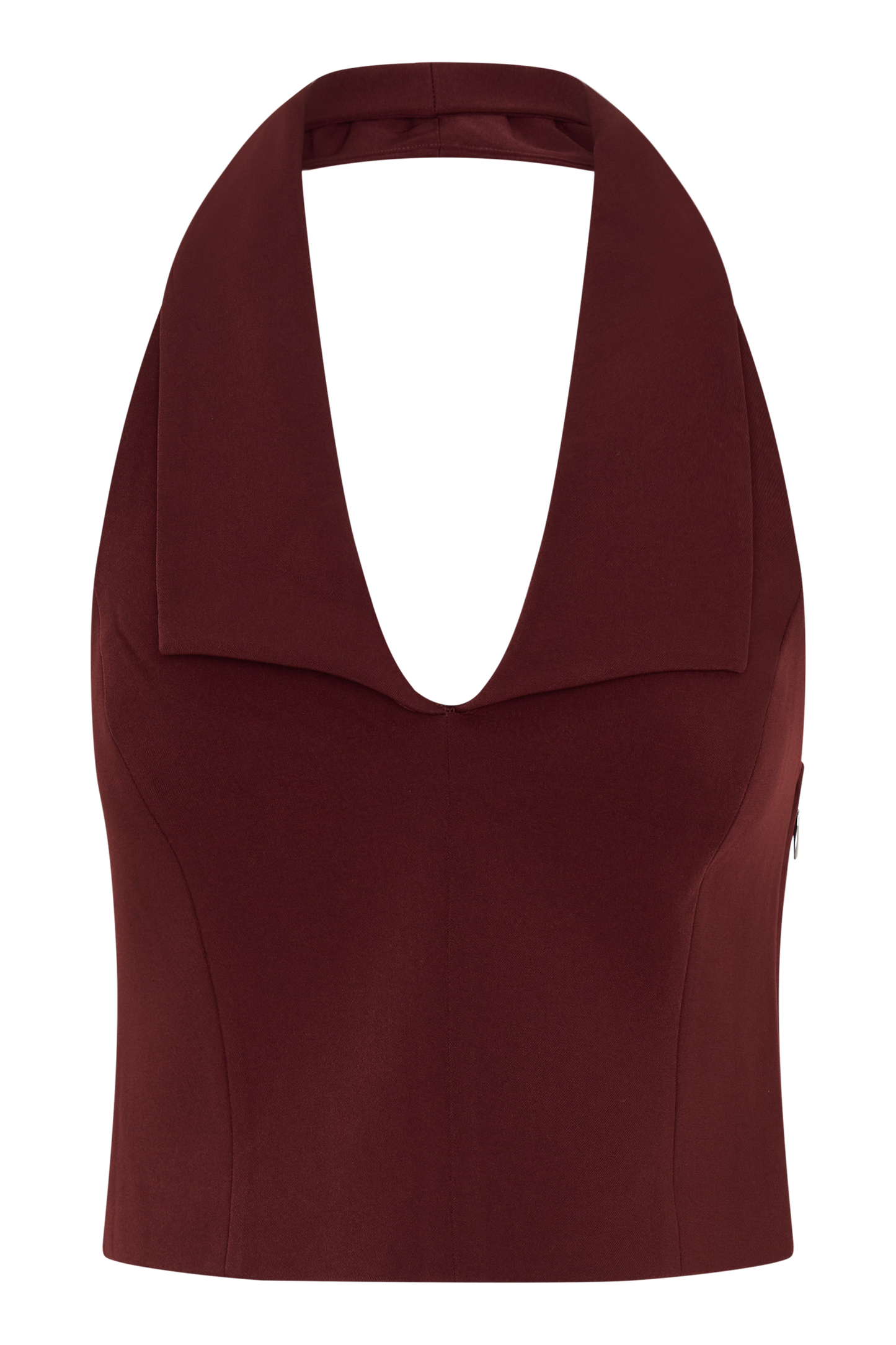 Calla Collared Sleeveless Halter Top - Merlot