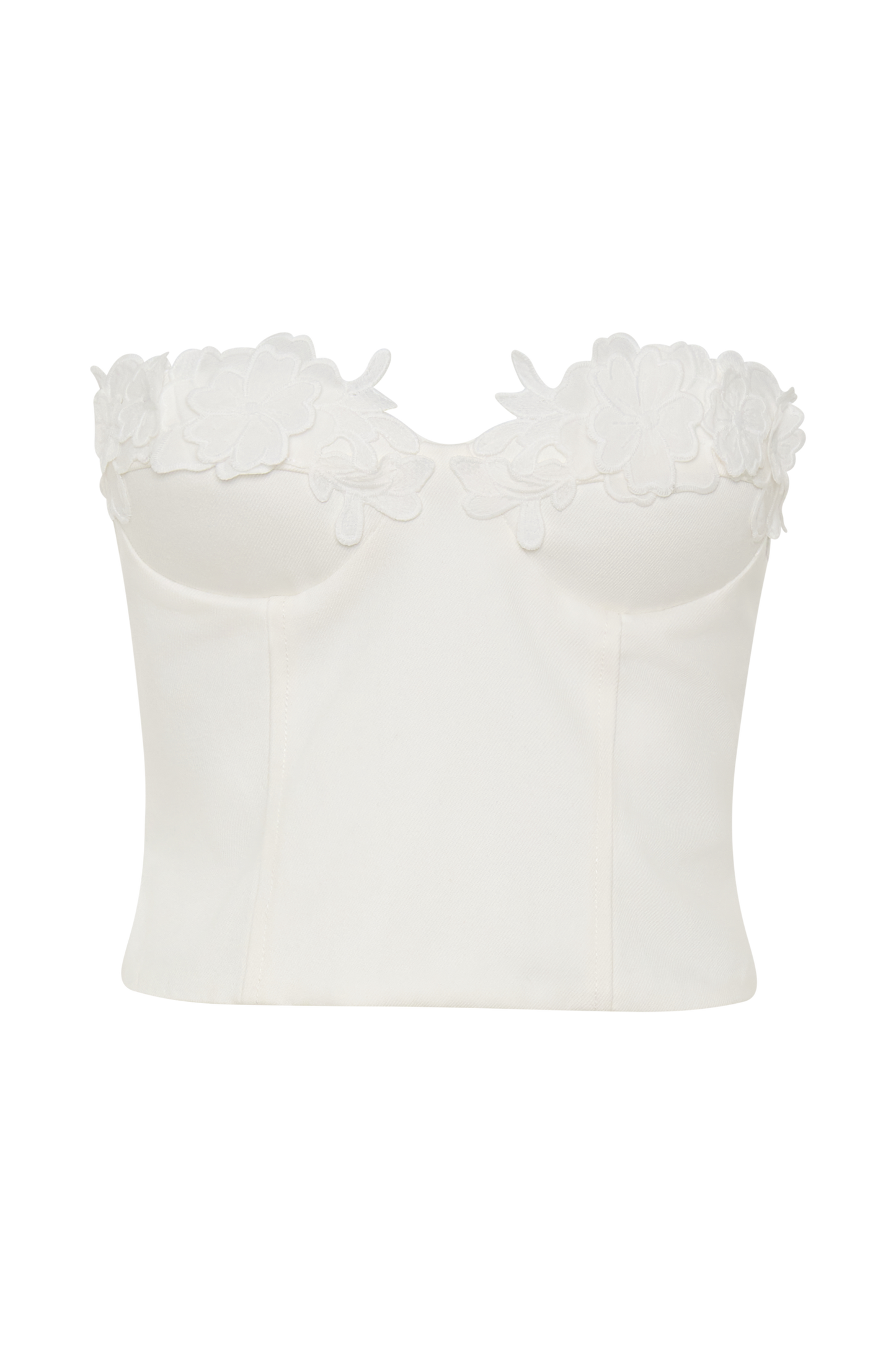 Melany Applique Denim Bustier - White