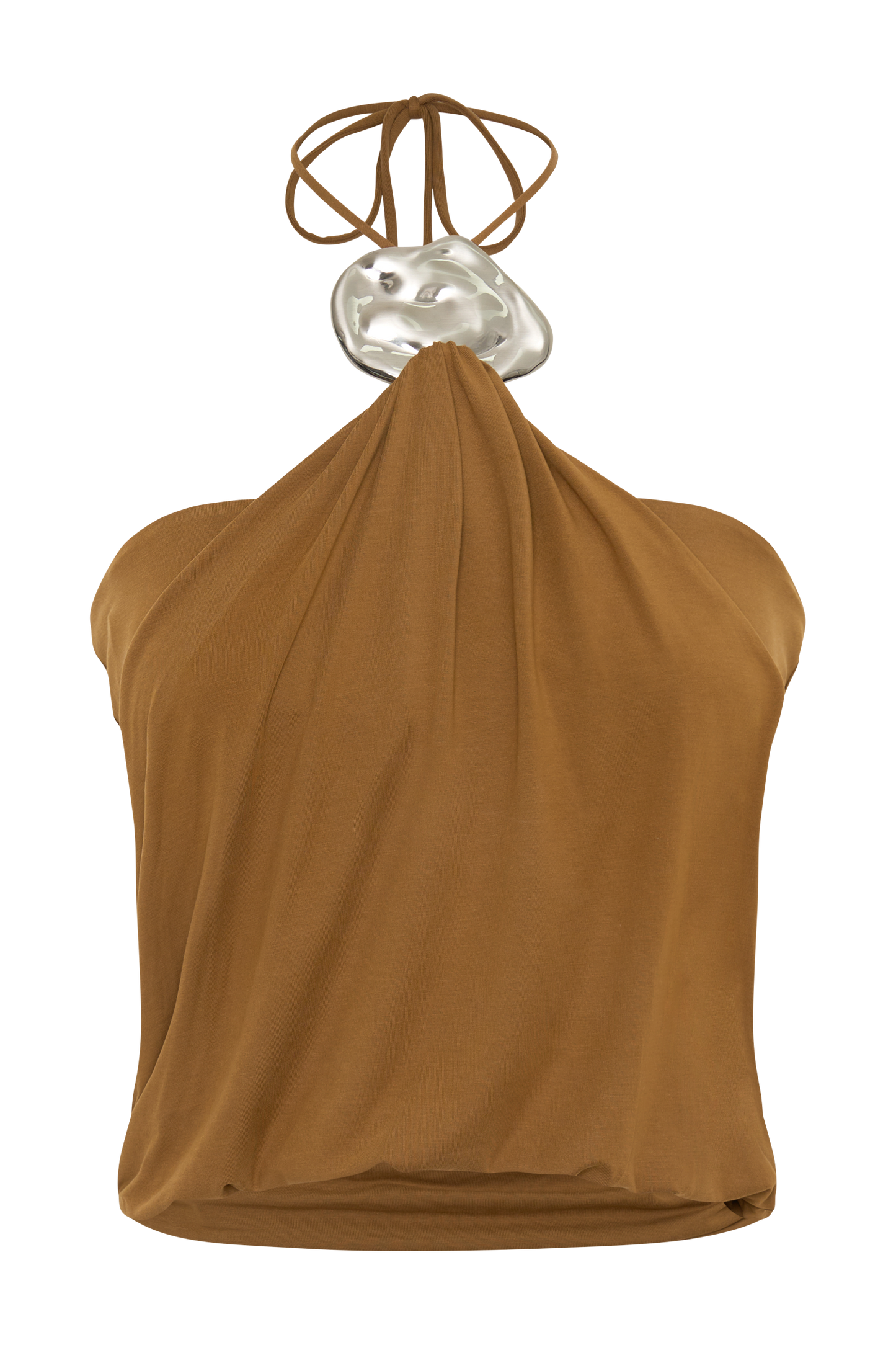 Sade Halter Top With Hardware - Caramel