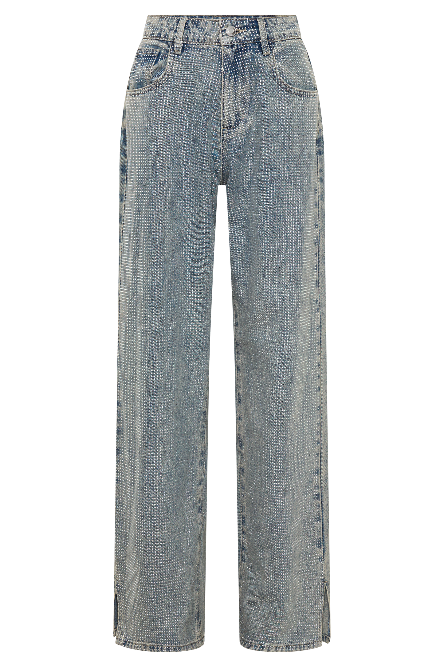 Tyla Diamante Denim Jeans - Blue/Green
