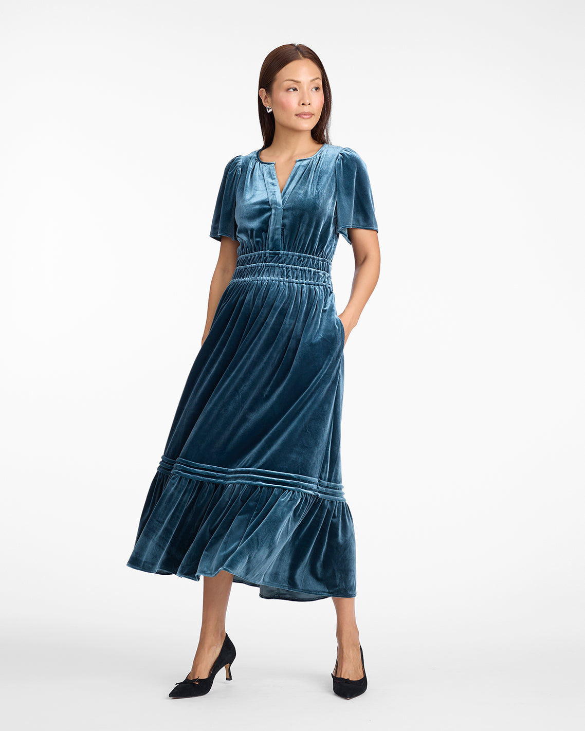 Hollie Midi Dress in Evergreen