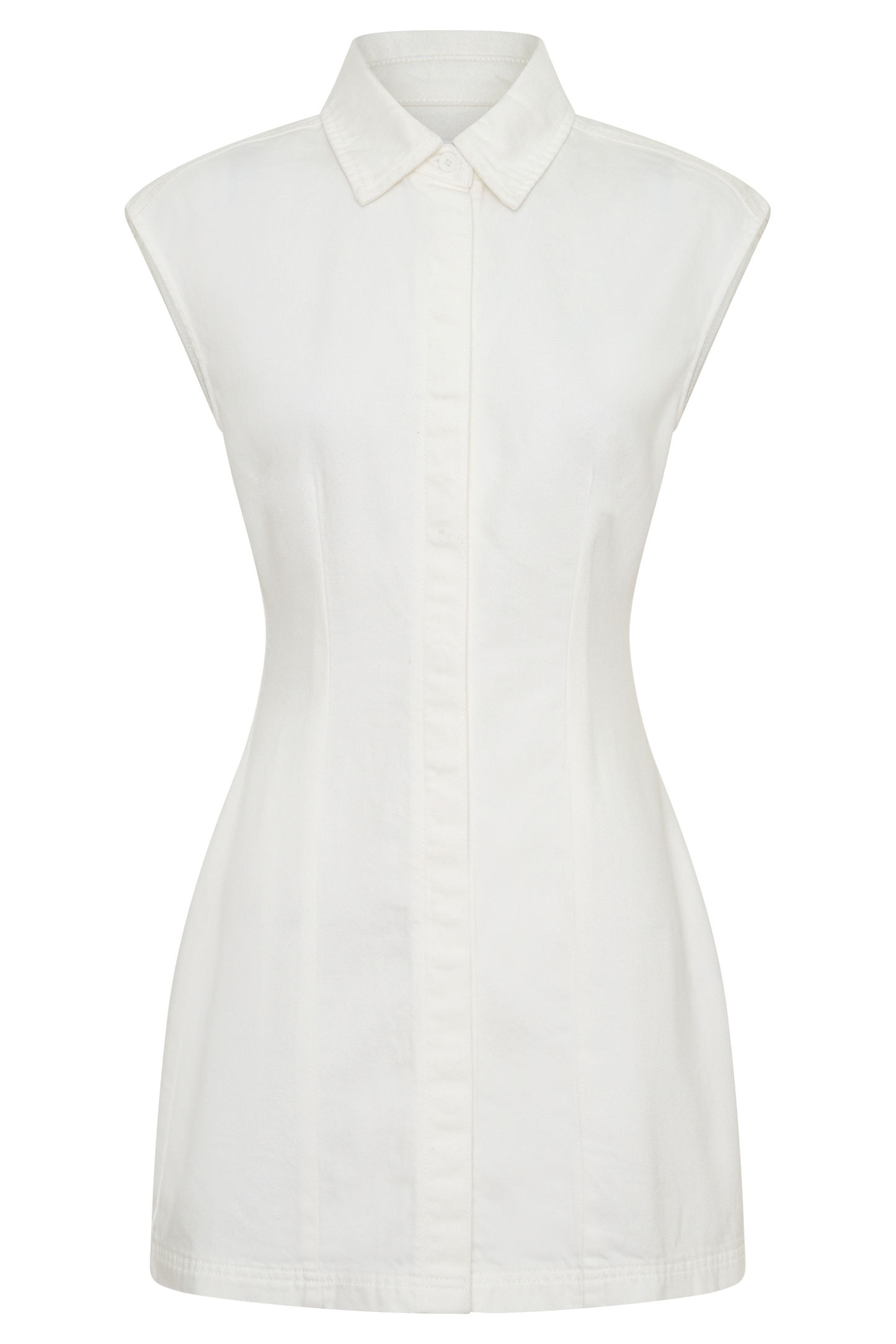 Sheriden Collared Mini Denim Dress - White