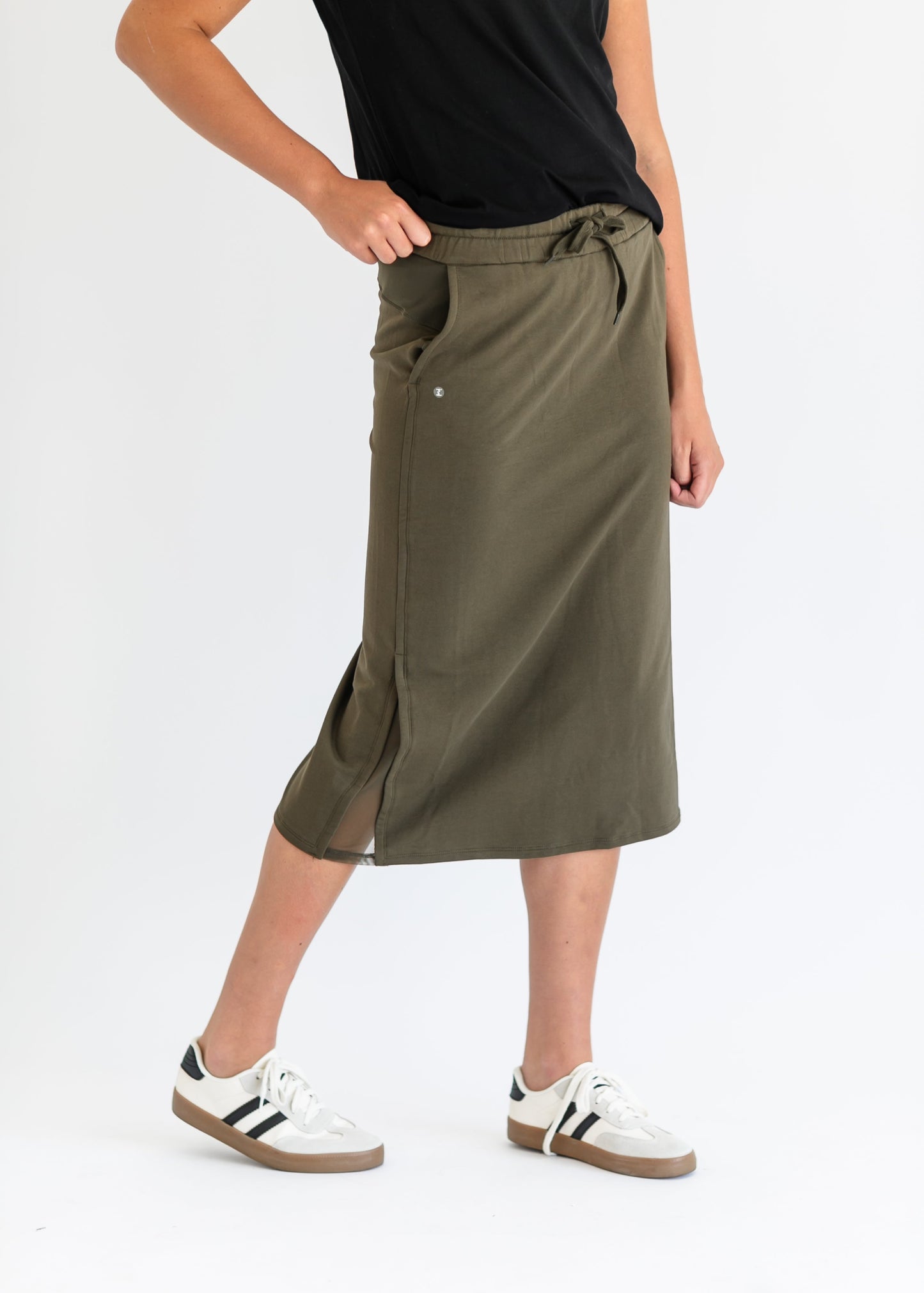 Abbie Mesh Detail Knit Midi Skirt - FINAL SALE