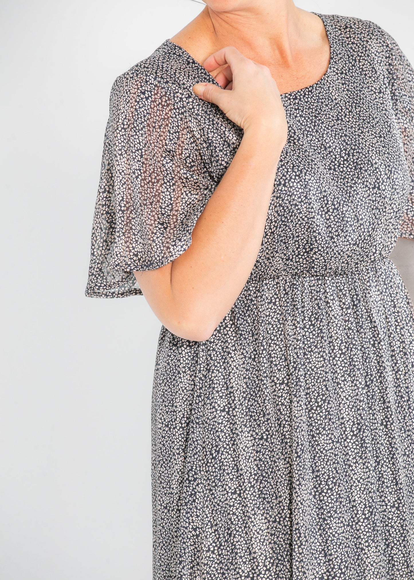 Ditsy Floral Flutter Sleeve Maxi Dress - FINAL SALE