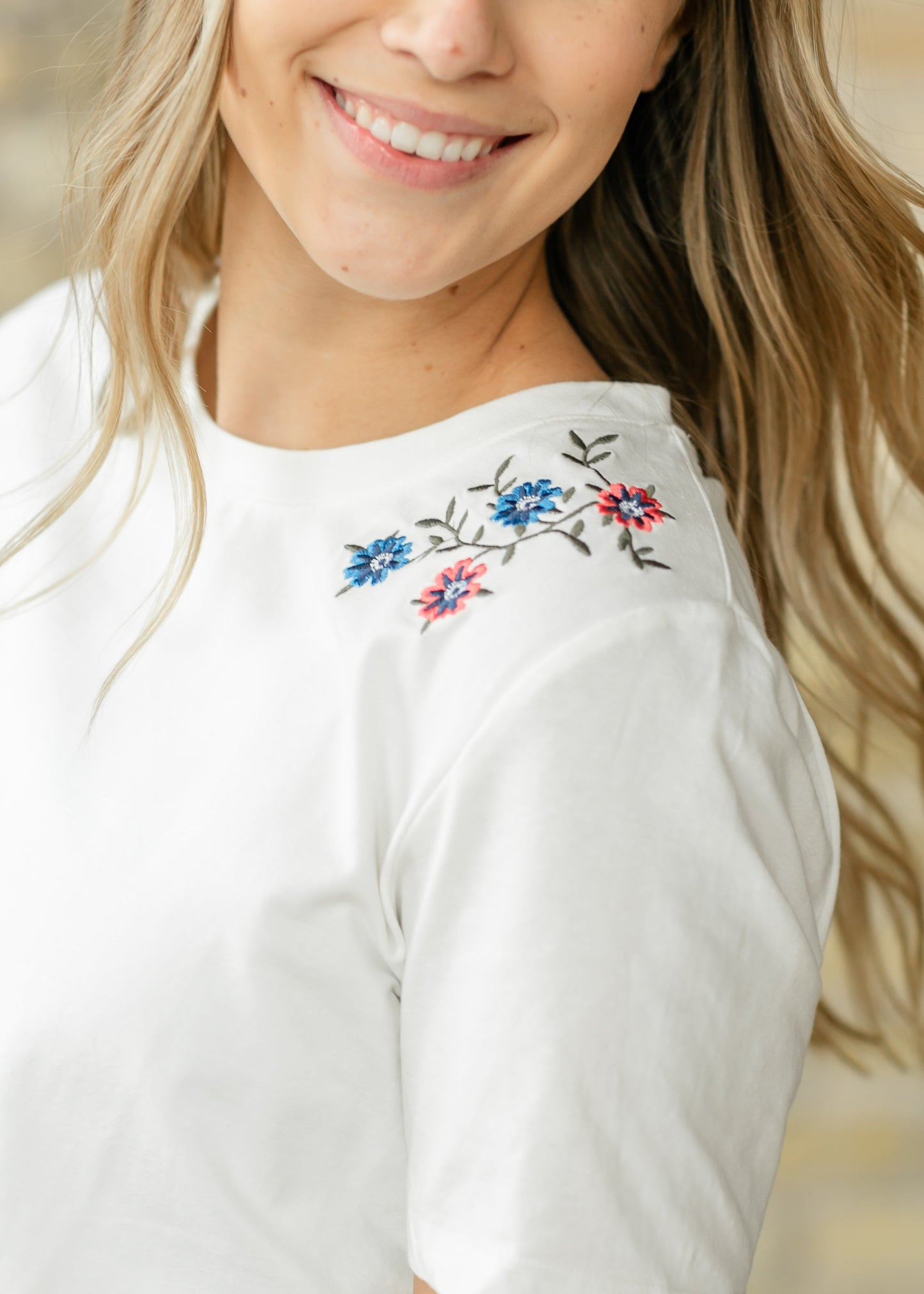 Floral Embroidered Crewneck Tee - FINAL SALE