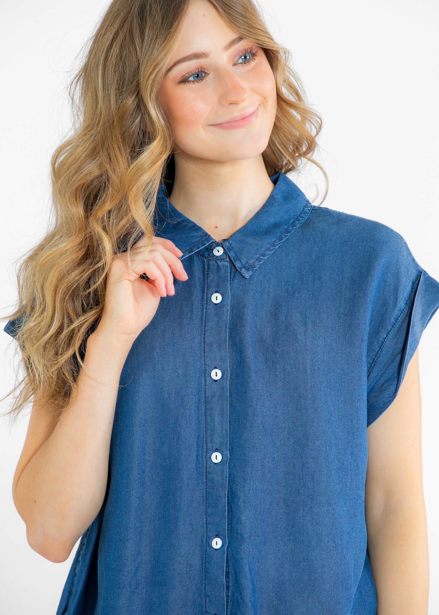 Indigo Tencel Buttoned Denim Top - FINAL SALE