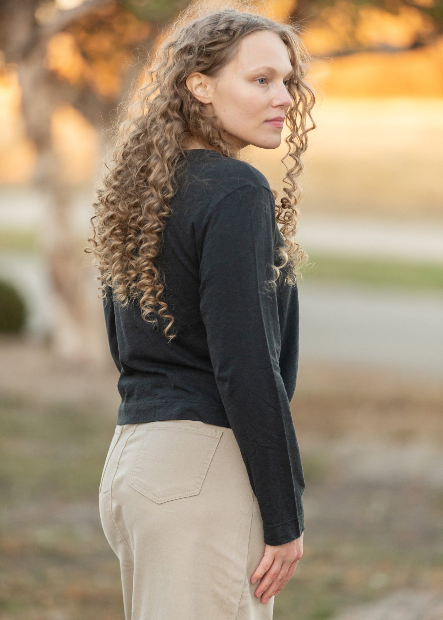 Lupita Black Brushed Long Sleeve Top - FINAL SALE