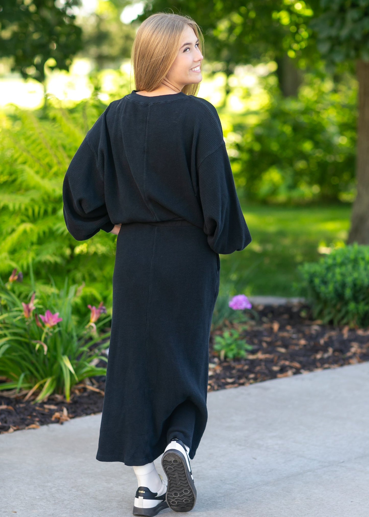 Lynette Waffle Thermal V-Neck Set - FINAL SALE