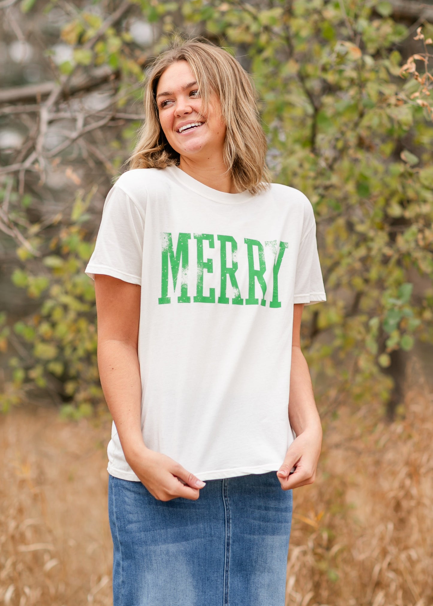 Merry Relaxed Fit Crewneck Graphic Tee - FINAL SALE