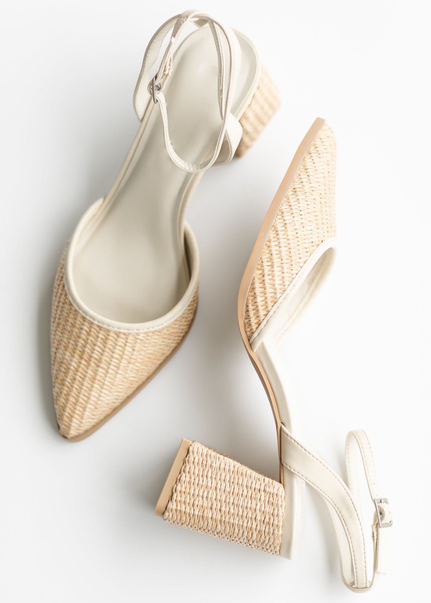 Natural Pointed Toe Ankle Strap Heel - FINAL SALE
