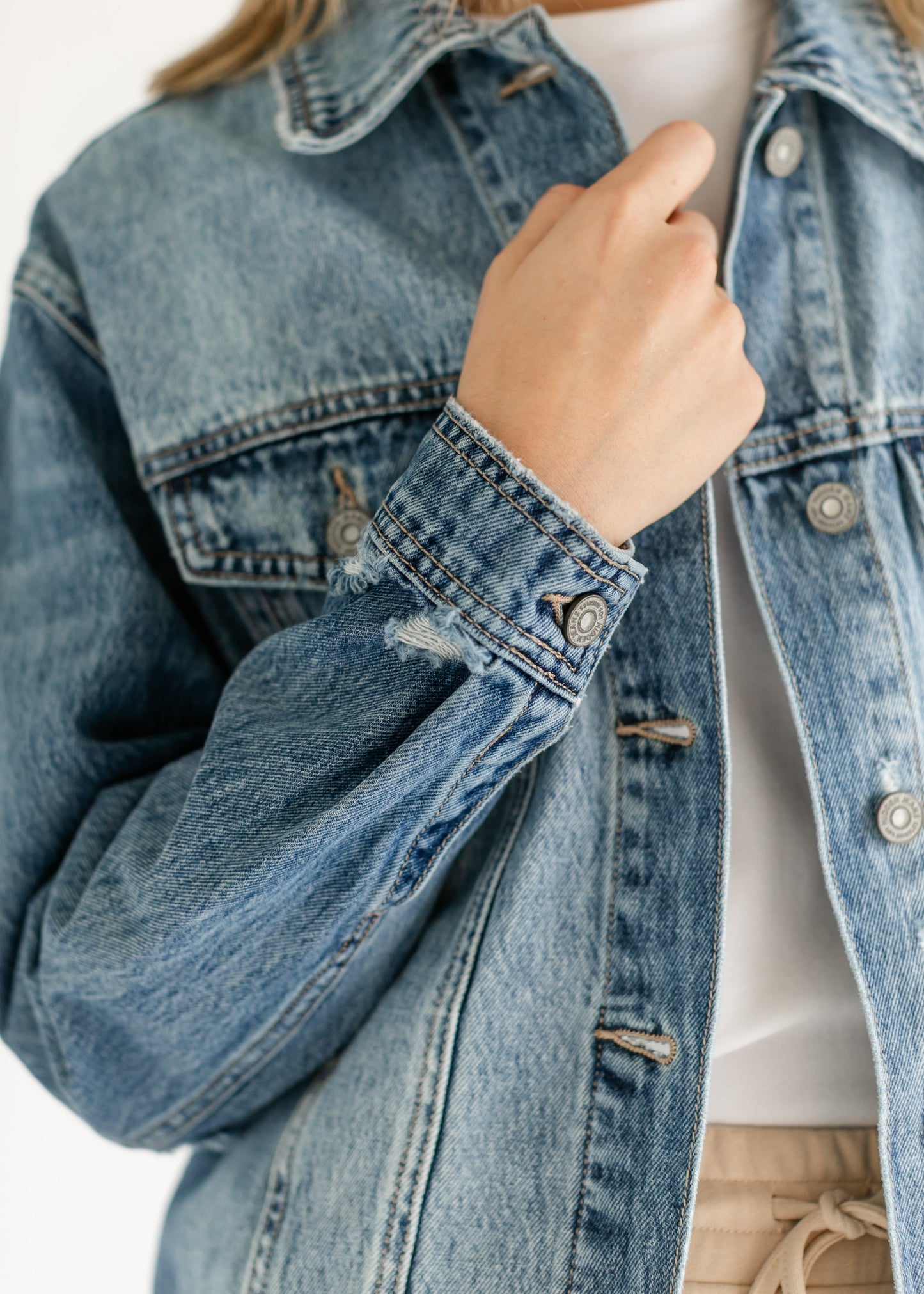 Oversized Denim Distressed Jacket - FINAL SALE