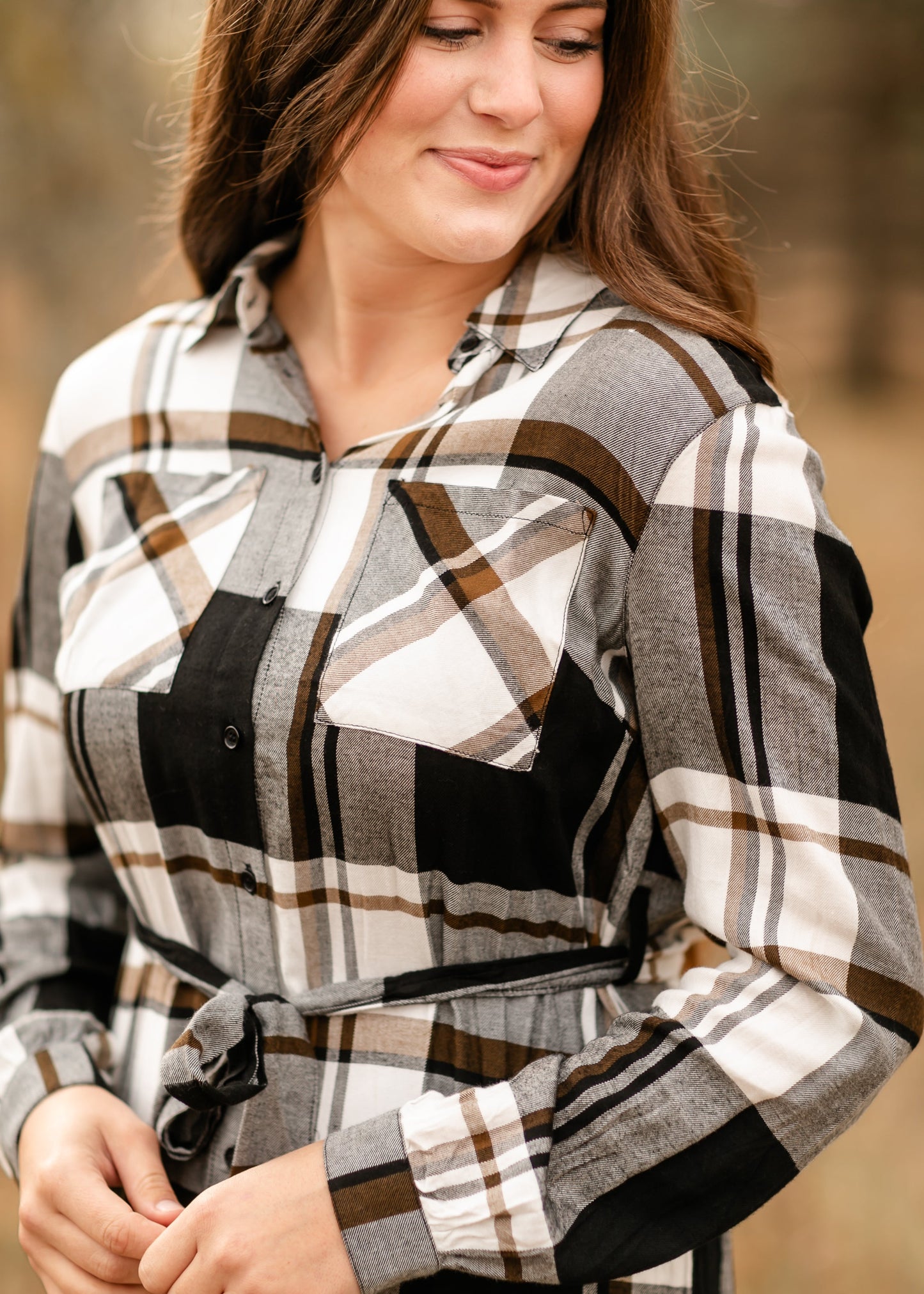 Plaid Print Midi Shirt Dress - FINAL SALE