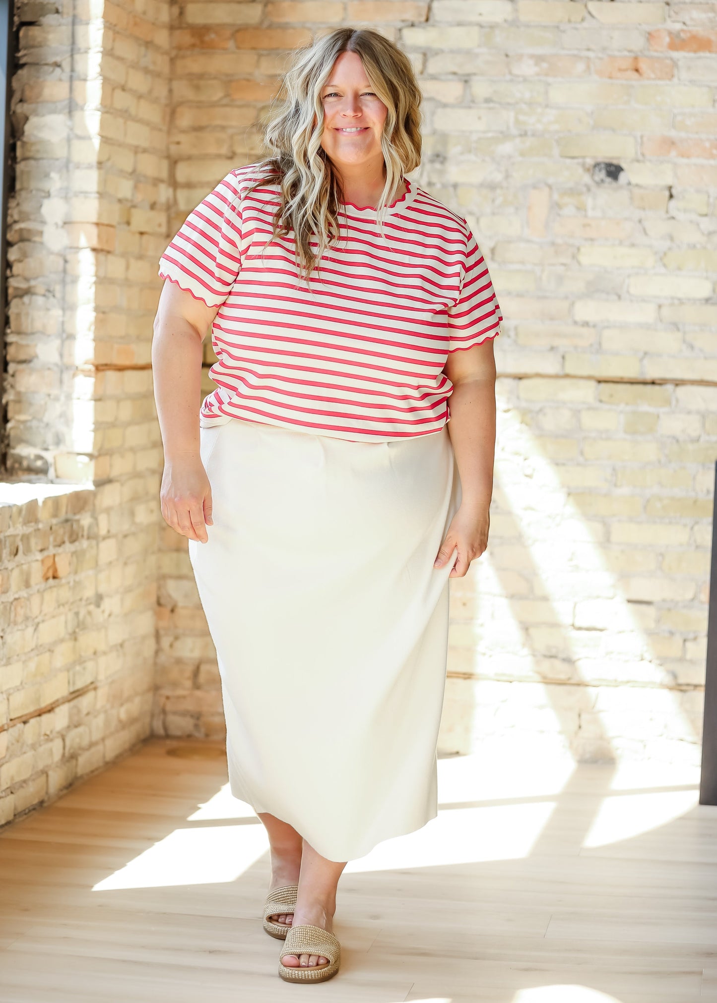 Red Striped Short Sleeve Top - FINAL SALE