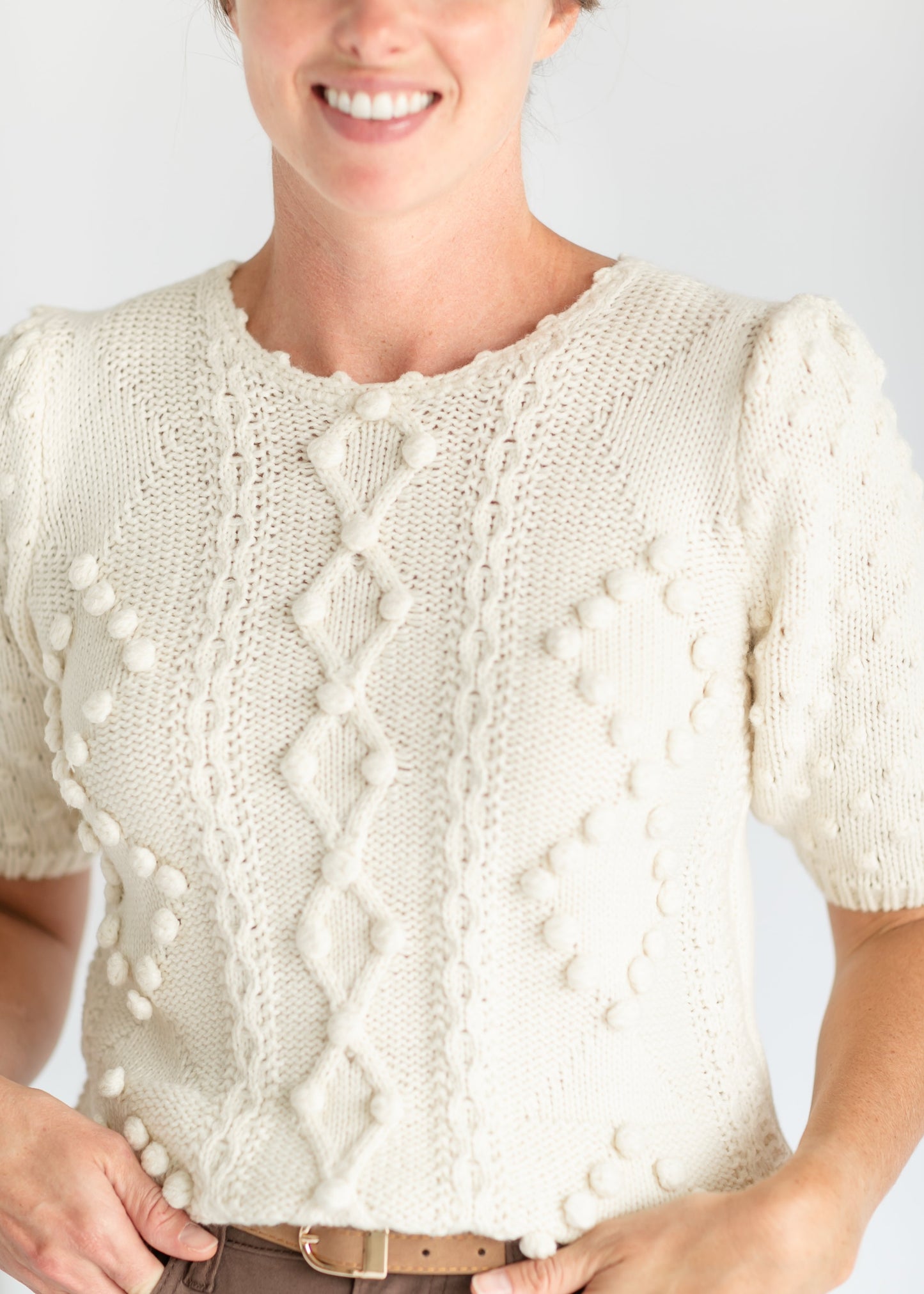 Short Sleeve Bubble Knit Sweater - FINAL SALE