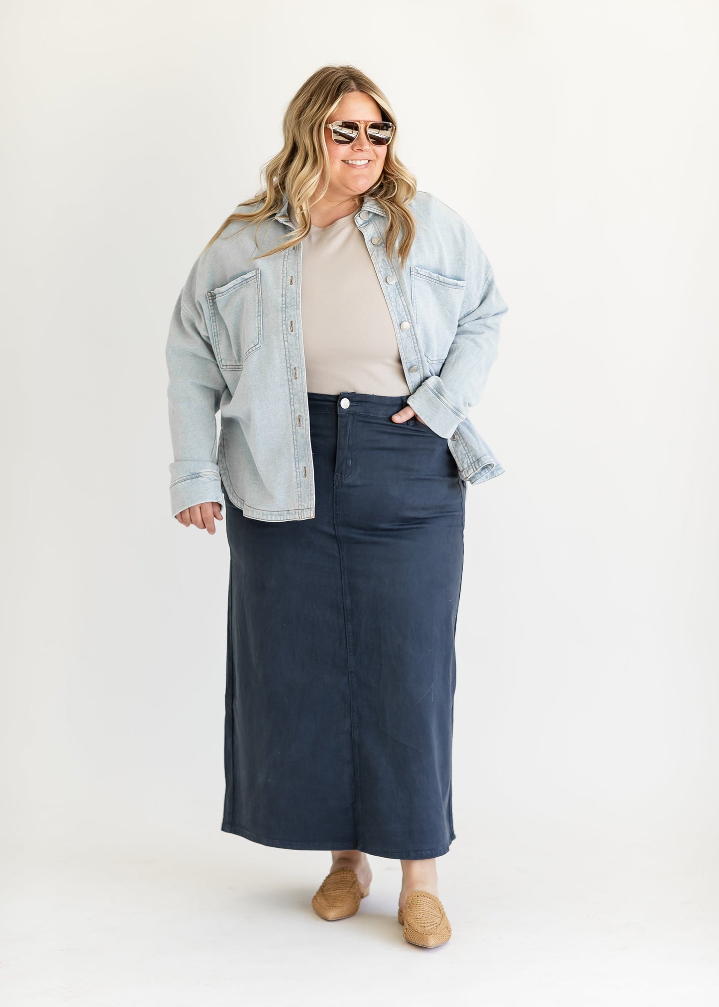 Stella Navy Denim Maxi Skirt - FINAL SALE