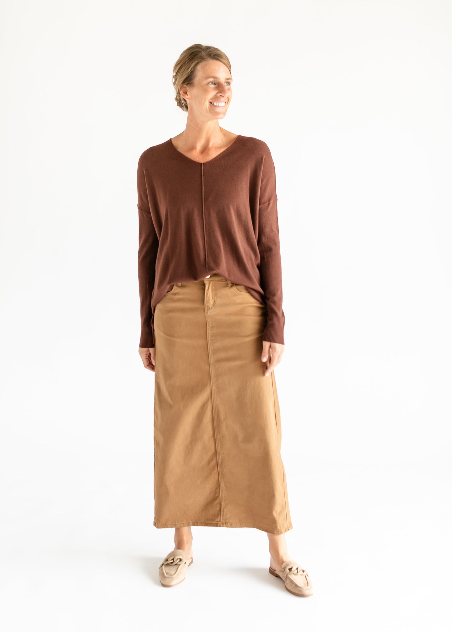 Stella Toasted Coconut Denim Maxi Skirt - FINAL SALE
