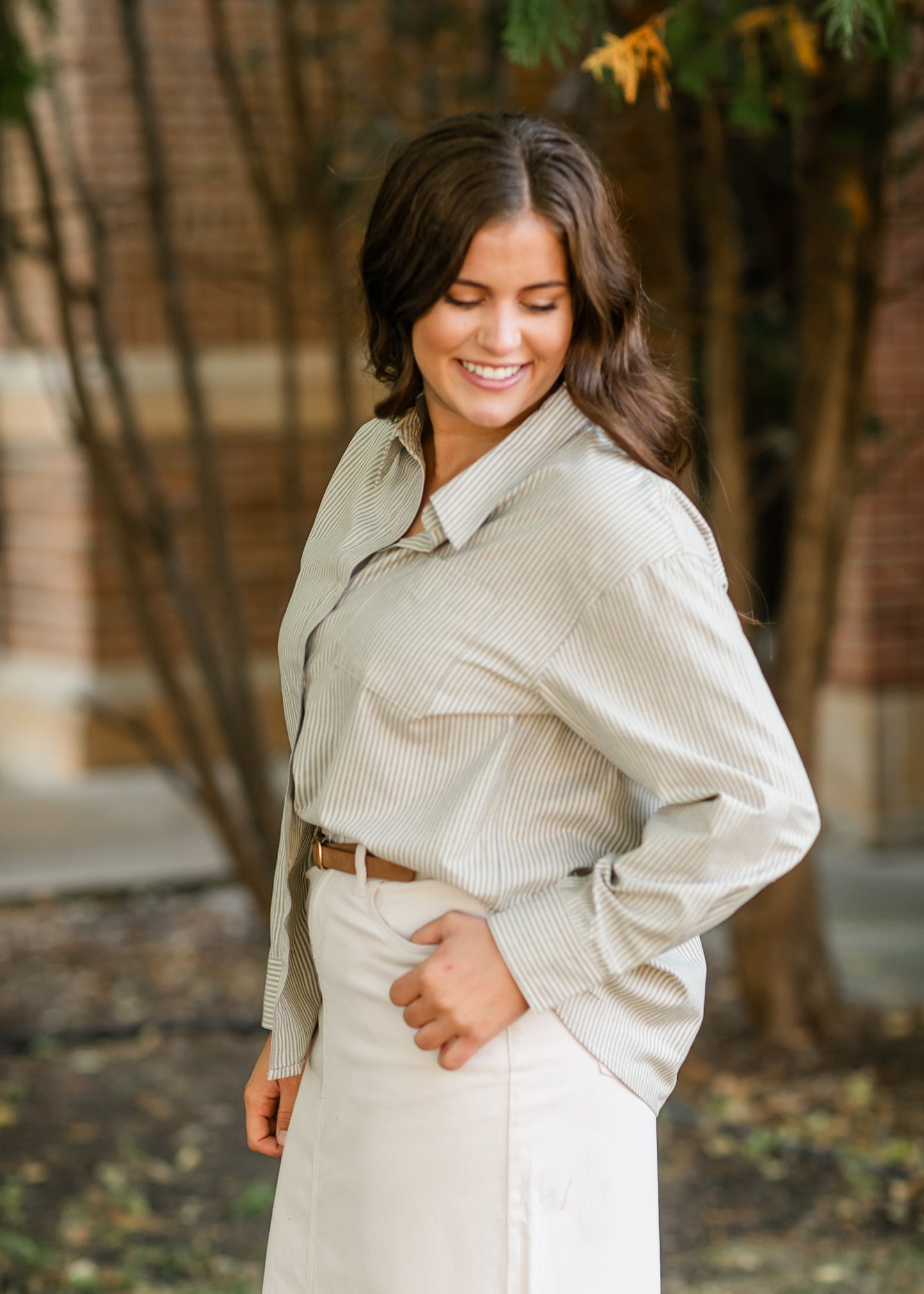 Striped Button Up Classic Top - FINAL SALE
