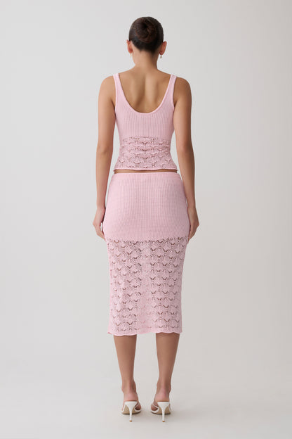 Atlantis Crochet Knit Top - Baby Pink
