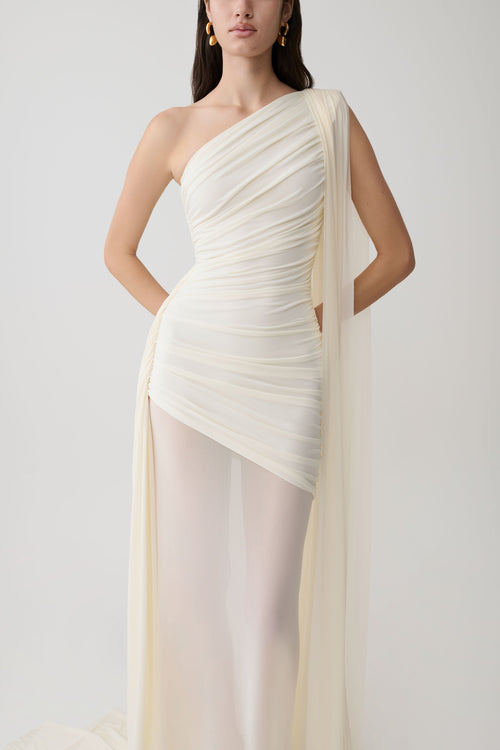 Asher Slinky One Shoulder Maxi Dress - Ivory