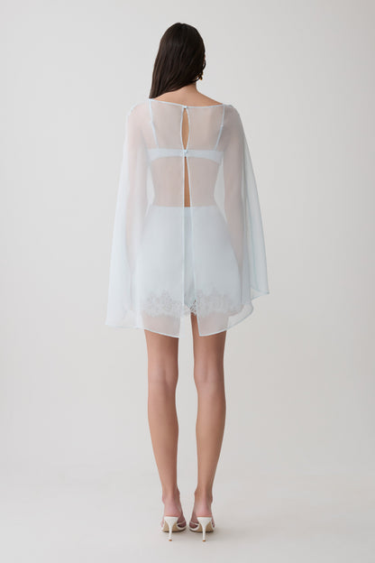 Kirstine Bralette With Chiffon Cape - Ice Blue