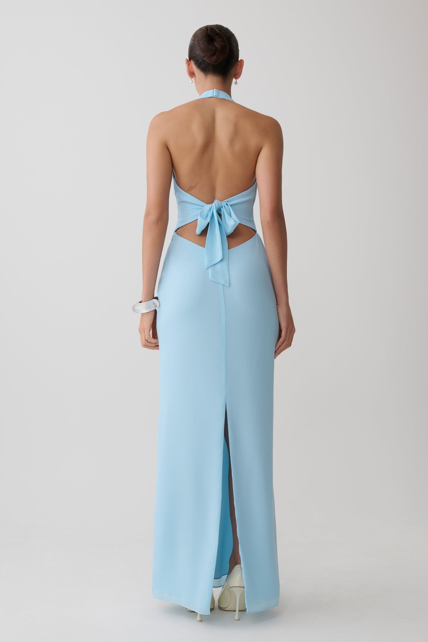 Valentina Chiffon Halter Maxi Dress - Pale Blue