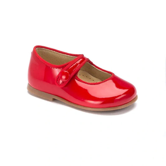 127 - Red Patent Baby Button Shoe