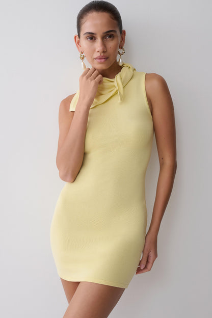 Amilee Scarf Knit Mini Dress - Lemon