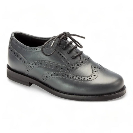 1326 - Gray Soft Leather Lace for Boy by London Kids