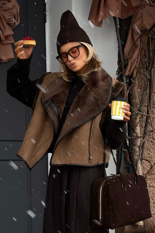 Brown Faux Fur Loose Fit Coat