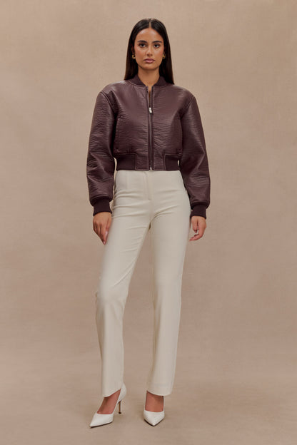 Codi Faux Leather Bomber Jacket - Merlot