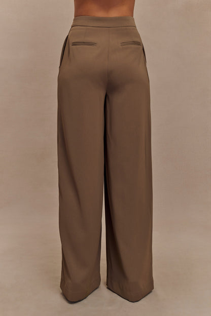 Faith Suiting Wide Leg Pant - Cacao Brown