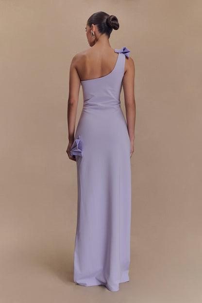 Hallie One Shoulder Bow Maxi Dress - Lilac