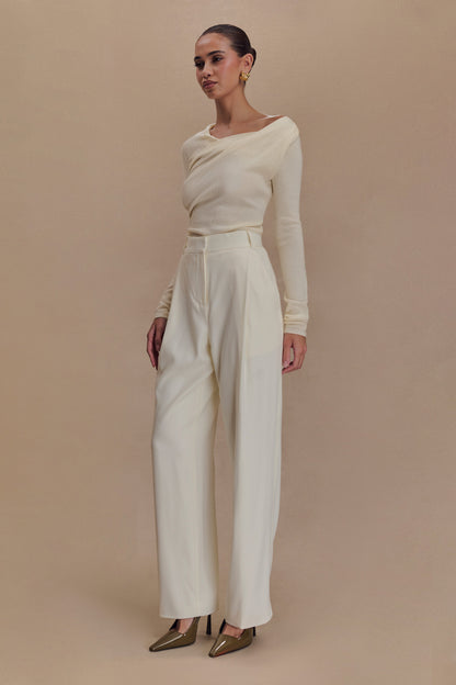 Culver Draped Twist Knit Top - Cream