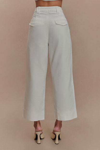 Kaitlyn Cropped Wide Leg Jeans - White