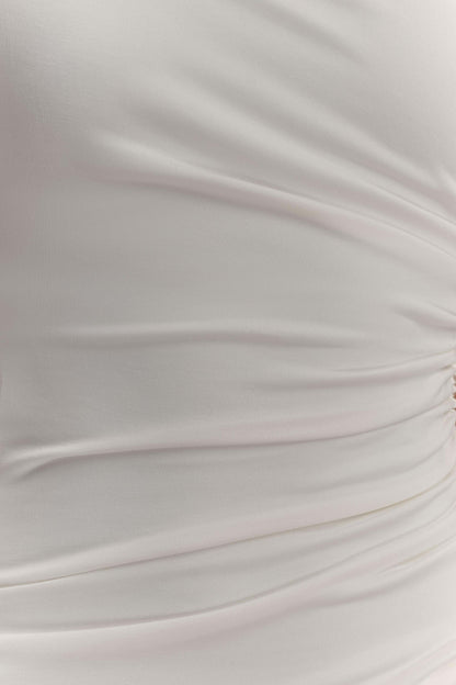 Chloe Peached Jersey One Shoulder Midi Dress - Ivory