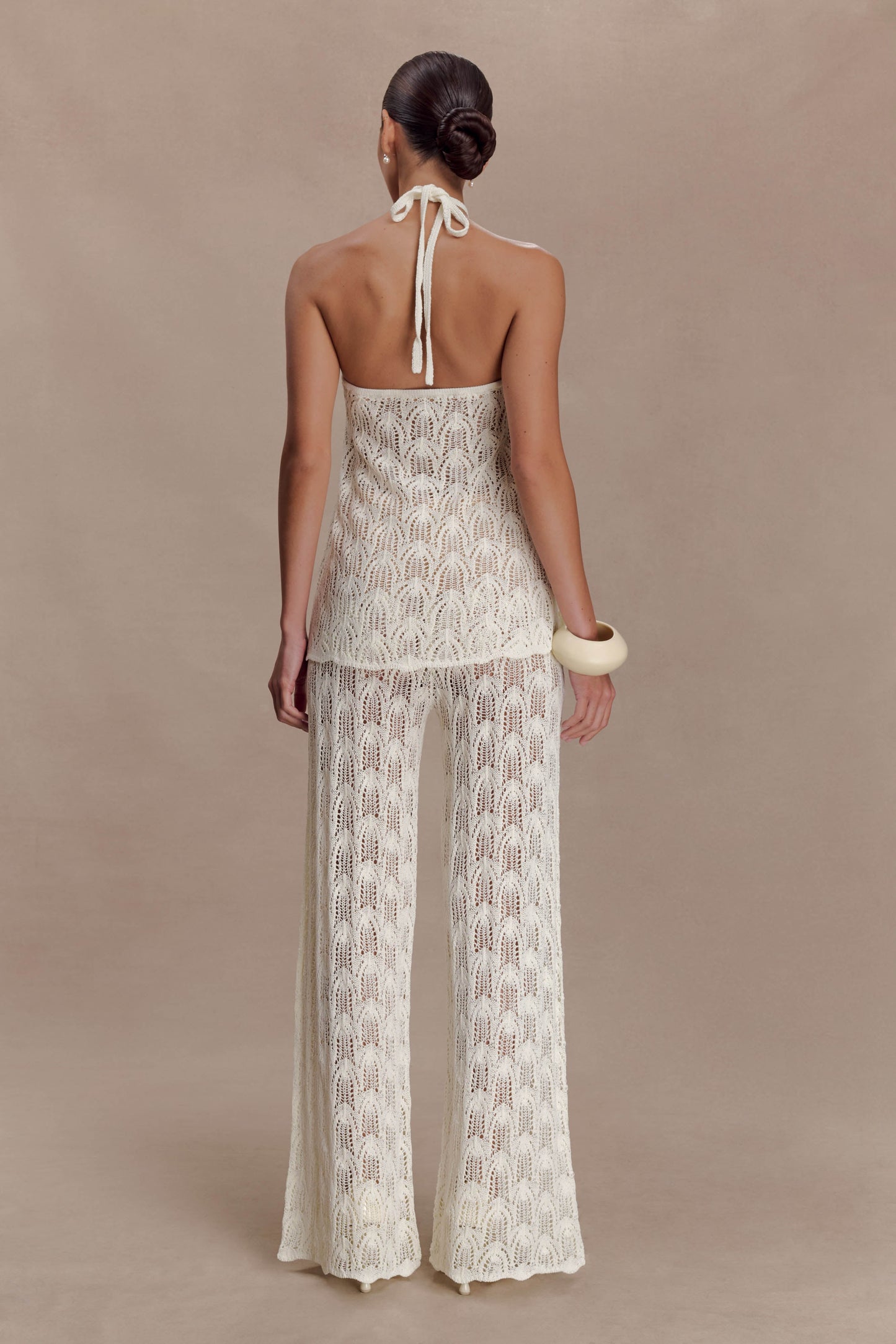 Corey Crochet Halter Neck Top - Ivory