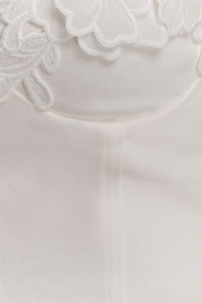 Melany Applique Denim Bustier - White