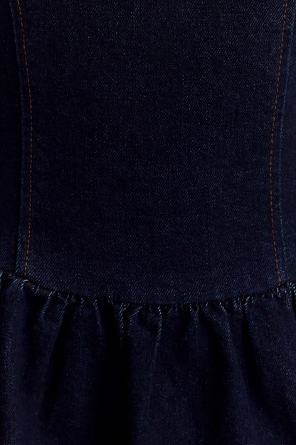 Caroline Denim Halter Midi Dress - Indigo Blue