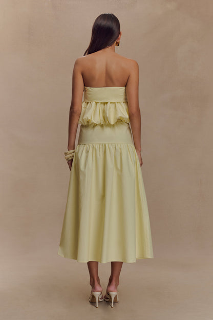 Amirah Strapless Bubble Crop Top - Lemon