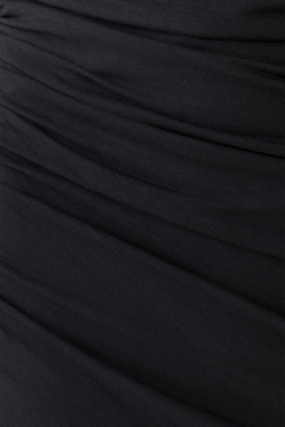 Thao Long Sleeve Gathered Mini Dress - Dark Charcoal