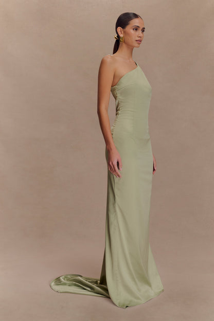 Harper One Shoulder Gown - Sage