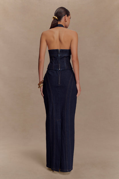Alma Denim Maxi Skirt - Indigo Blue