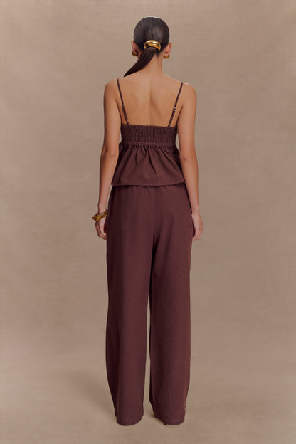Janayia Cotton Beaded Top - Dark Espresso