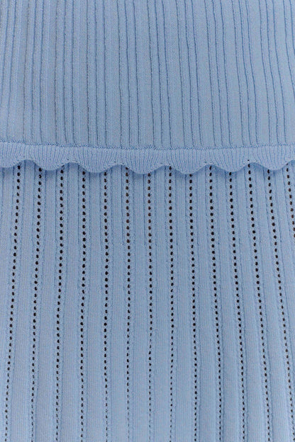 Indy Pointelle Knit Top - Cornflower Blue