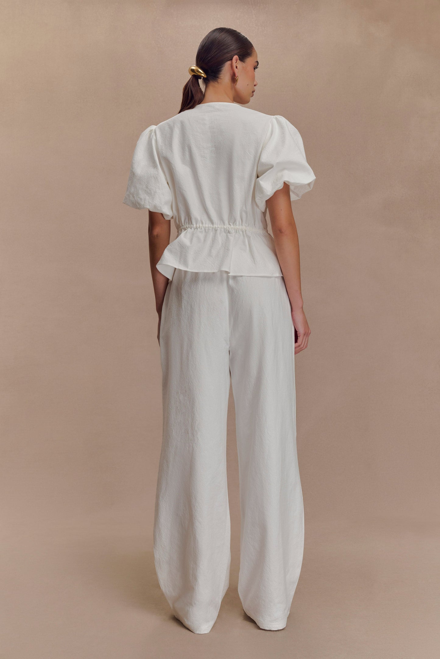 Emilie Puff Sleeve Cotton Top - White