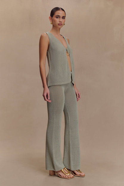 Malani Wide Leg Knit Pants - Sage