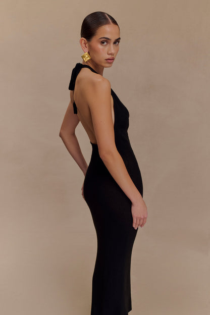 Ayella Cowl Knit Maxi Dress - Black