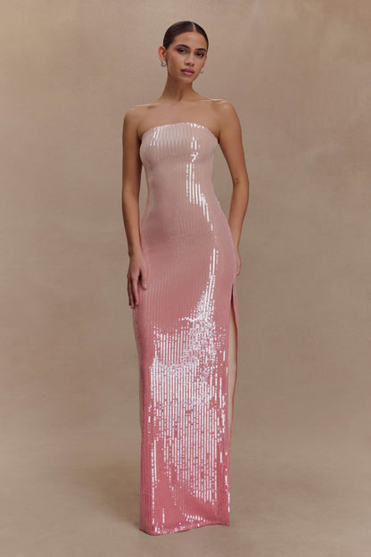 Miranda Strapless Sequin Maxi Dress - Ombre Pink